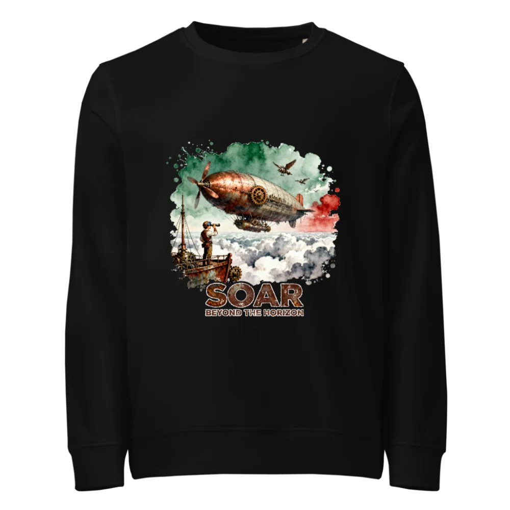 Steampunk Airship Sweatshirt – Unisex Organic Cotton Pullover