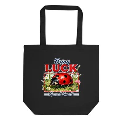 Eco Black Tote Bag – Bring Luck Ladybug Print Reusable Shopping Bag