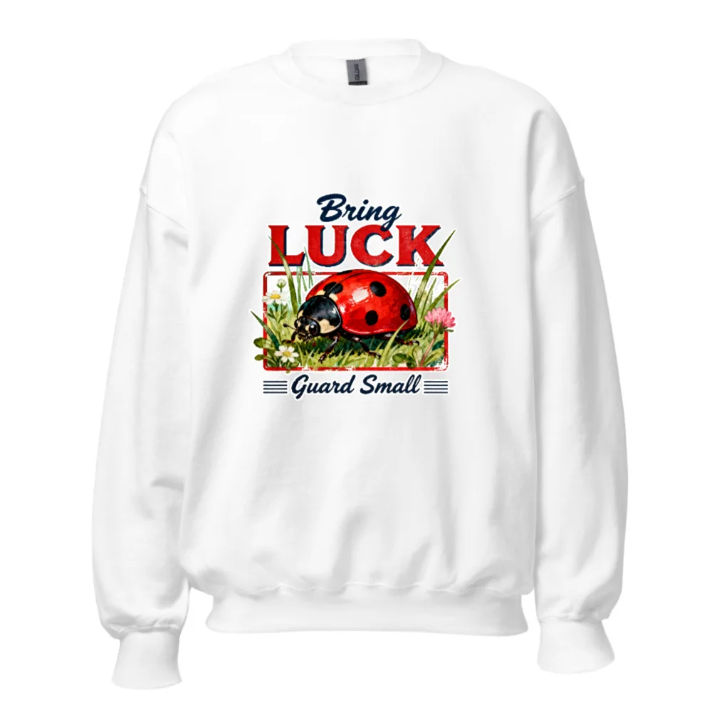 Bring Luck Ladybug Sweatshirt - Unisex Crew Neck Graphic Pullover