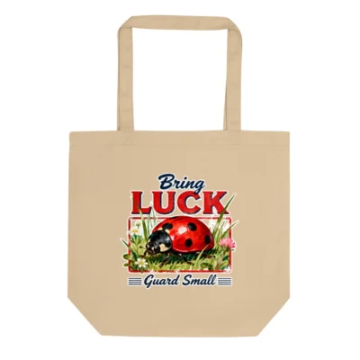 Eco Oyster Tote Bag – Bring Luck Ladybug Design Cotton Reusable Shopping Bag