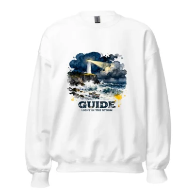 Unisex Crew Neck Sweatshirt – Guide Light in the Storm Graphic Pullover