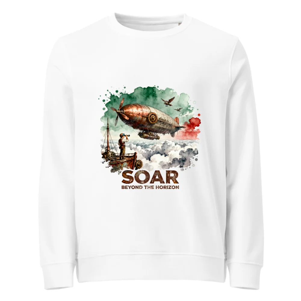 Steampunk Airship Sweatshirt – Unisex Organic Cotton Pullover