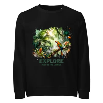 Organic Cotton Sweatshirt for Men & Women – Jungle Parrot Print