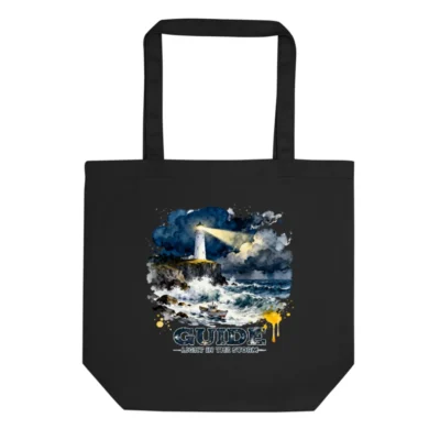 Eco Black Tote Bag – Lighthouse Art Reusable Shopping Bag