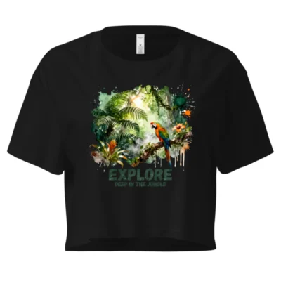 Women's Jungle Explorer Crop Top - Parrot & Tropical Print