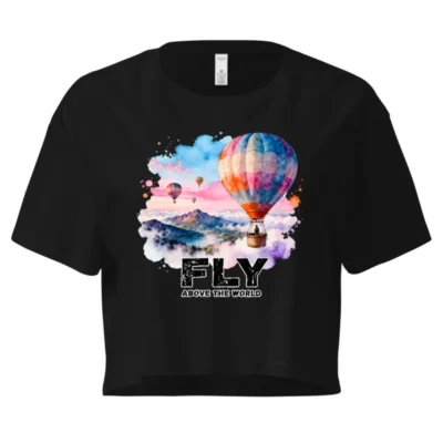 Fly Above the World Women's Crop Top - Hot Air Balloon Graphic Tee