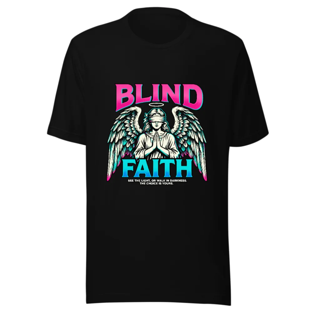 Blind Faith Unisex T-Shirt – Graphic Tee with Angel Design