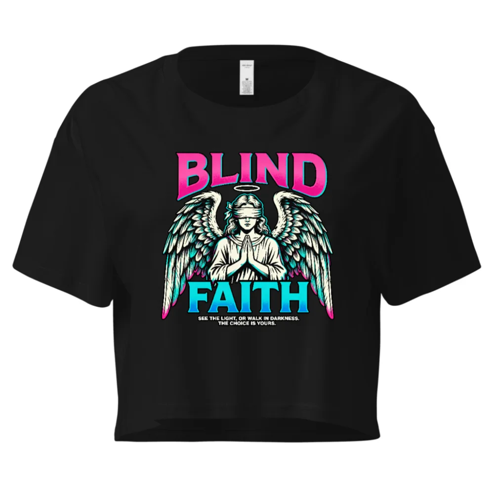 Blind Faith Crop Top for Women – Graphic Angel Tee