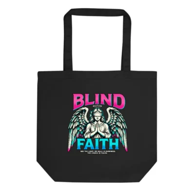 Blind Faith Eco Black Tote Bag – Vegan Canvas Shoulder Bag