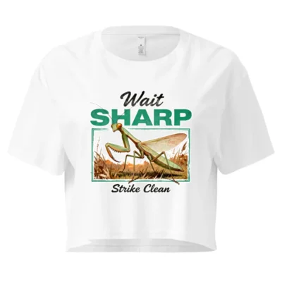 Wait Sharp Strike Clean Crop Top for Women – Praying Mantis Graphic Tee