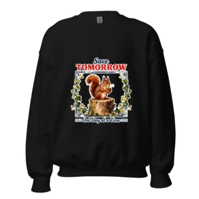 Save Tomorrow Sweatshirt – Unisex Crew Neck Eco Motto Graphic Hoodie