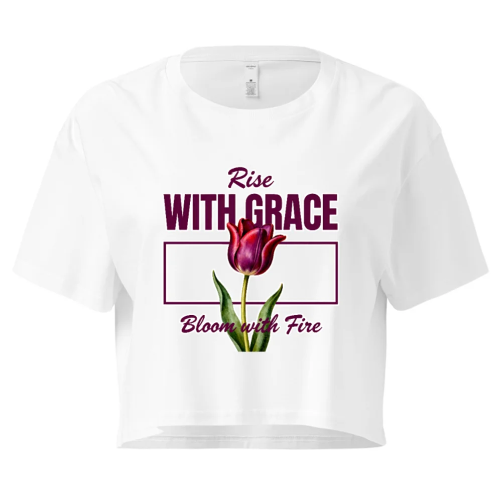 Women's Crop Top - Rise With Grace Tulip Graphic Tee