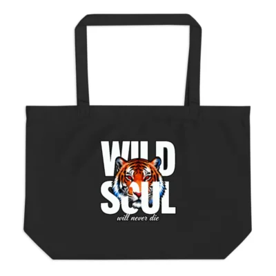 Organic Cotton Tote Bag – Wild Soul Tiger Design, Large Reusable Shopping Bag