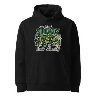 Unisex Eco Hoodie - Climb Slowly, Grow Steadily | Sustainable Cotton Blend