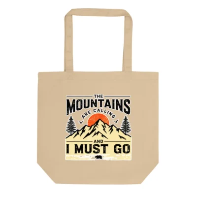Eco Oyster Tote Bag – Organic Cotton Reusable Shopping Bag with Mountain Design