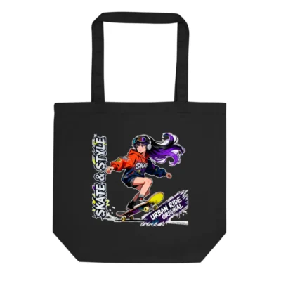 Eco Black Tote Bag – Skate & Style Urban Ride Original Canvas Shopper