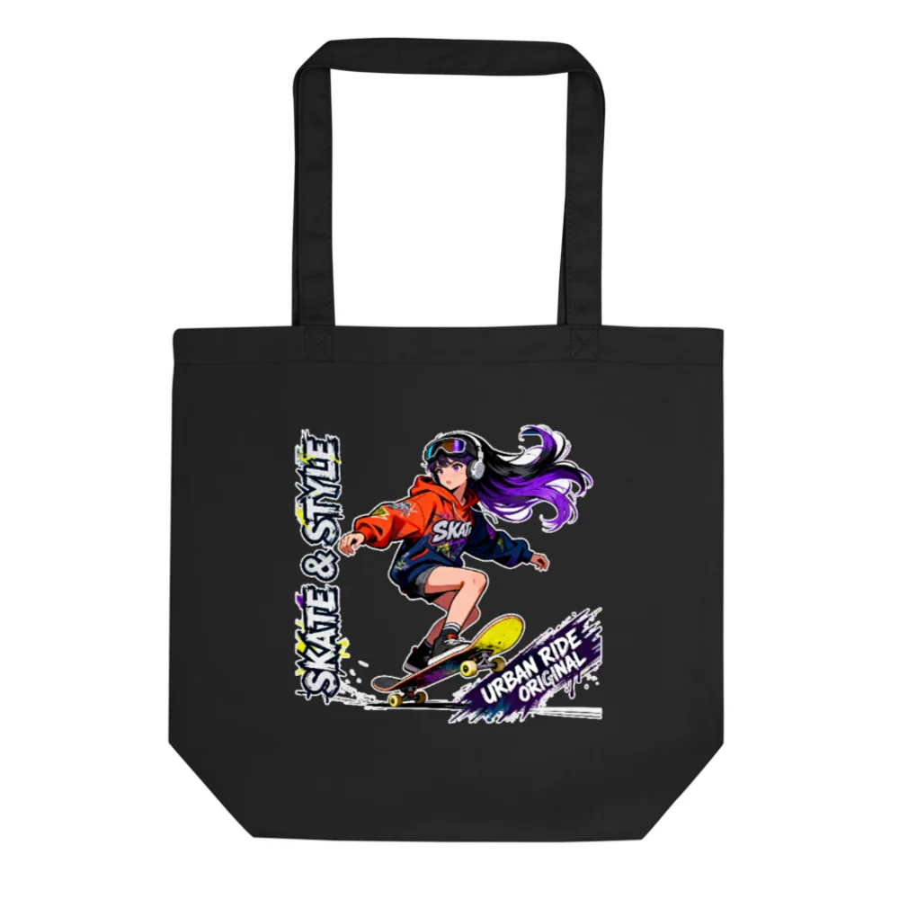 Eco Black Tote Bag – Skate & Style Urban Ride Original Canvas Shopper