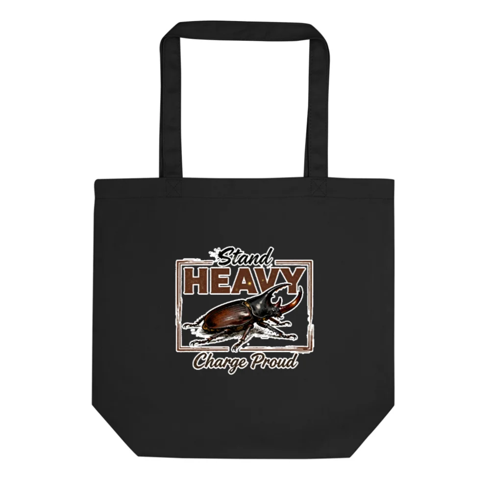 Eco Black Tote Bag – Stand Heavy Charge Proud Reusable Shopping Bag