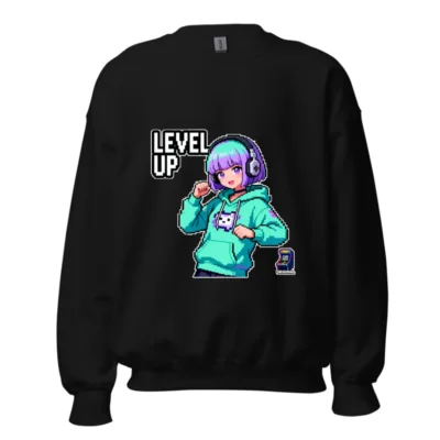 Level Up Pixel Gamer Sweatshirt - Unisex Crewneck Hoodie