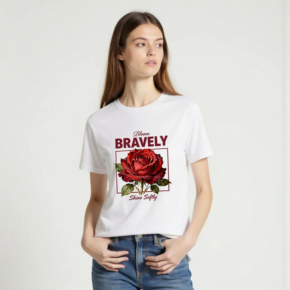 Bloom Bravely Unisex T-Shirt – Soft Cotton Graphic Tee - Image 2