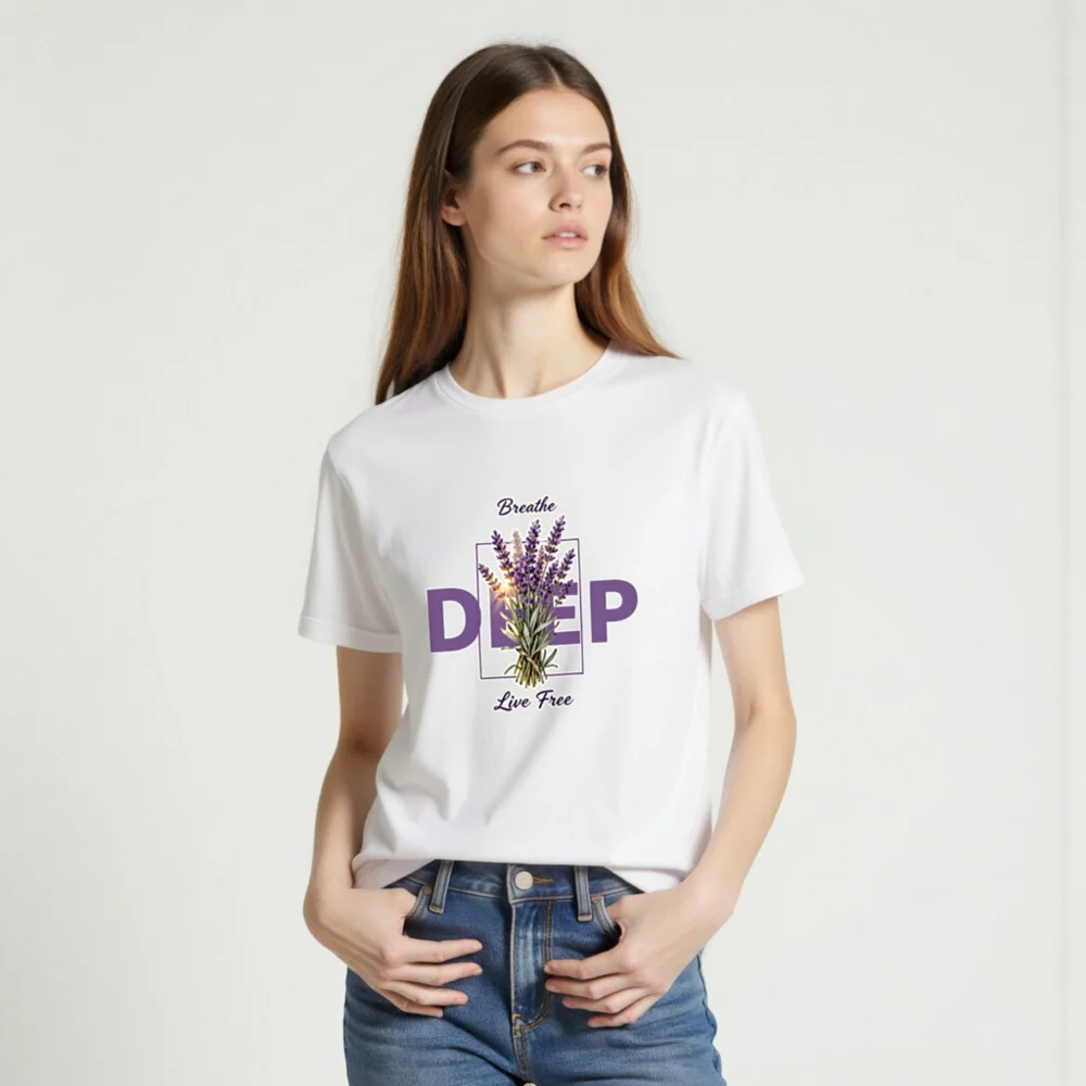 Deep Breathe Lavender Unisex Staple T-Shirt - Soft Cotton - Image 2
