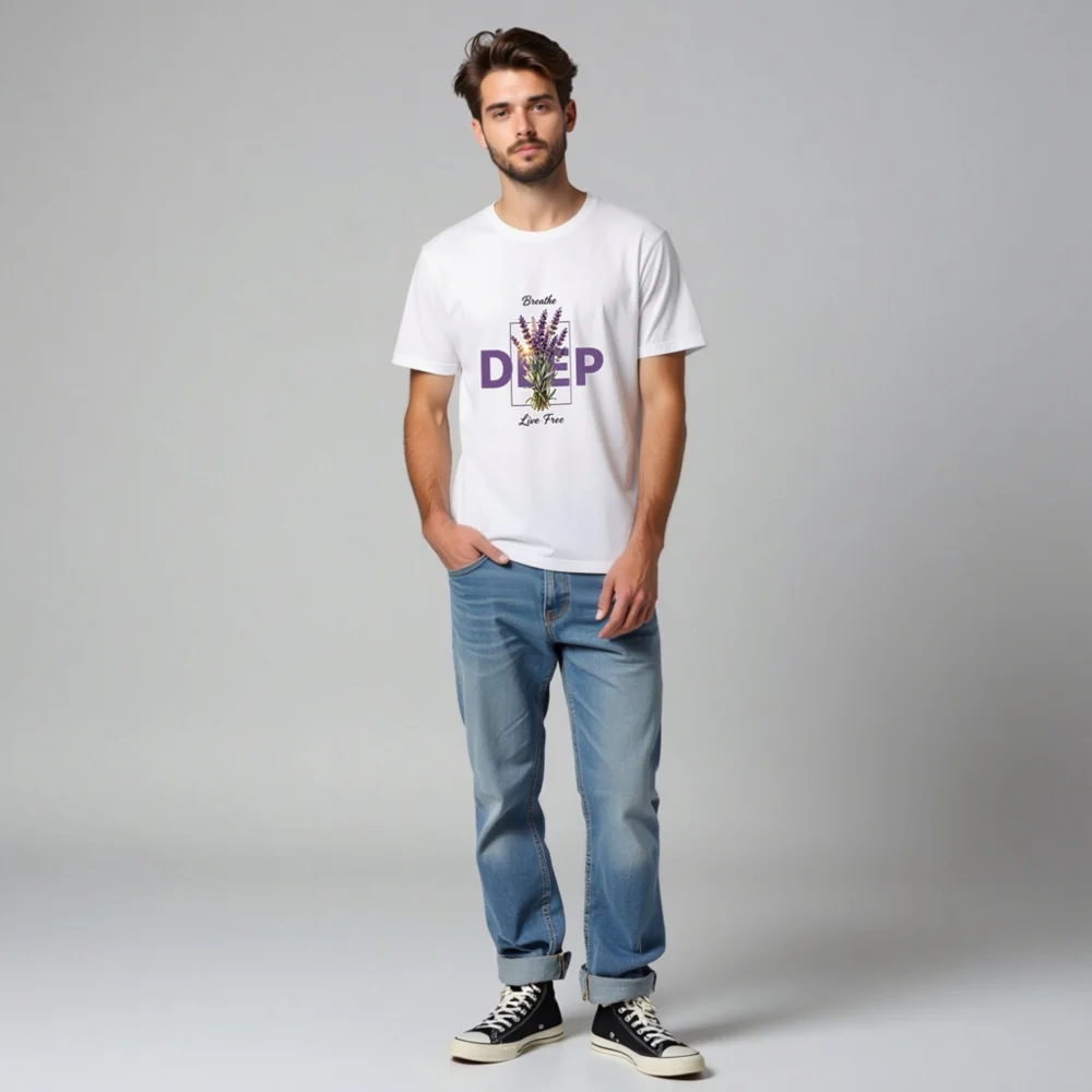 Deep Breathe Lavender Unisex Staple T-Shirt - Soft Cotton - Image 5
