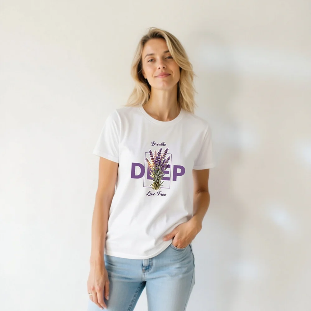 Deep Breathe Lavender Unisex Staple T-Shirt - Soft Cotton - Image 6