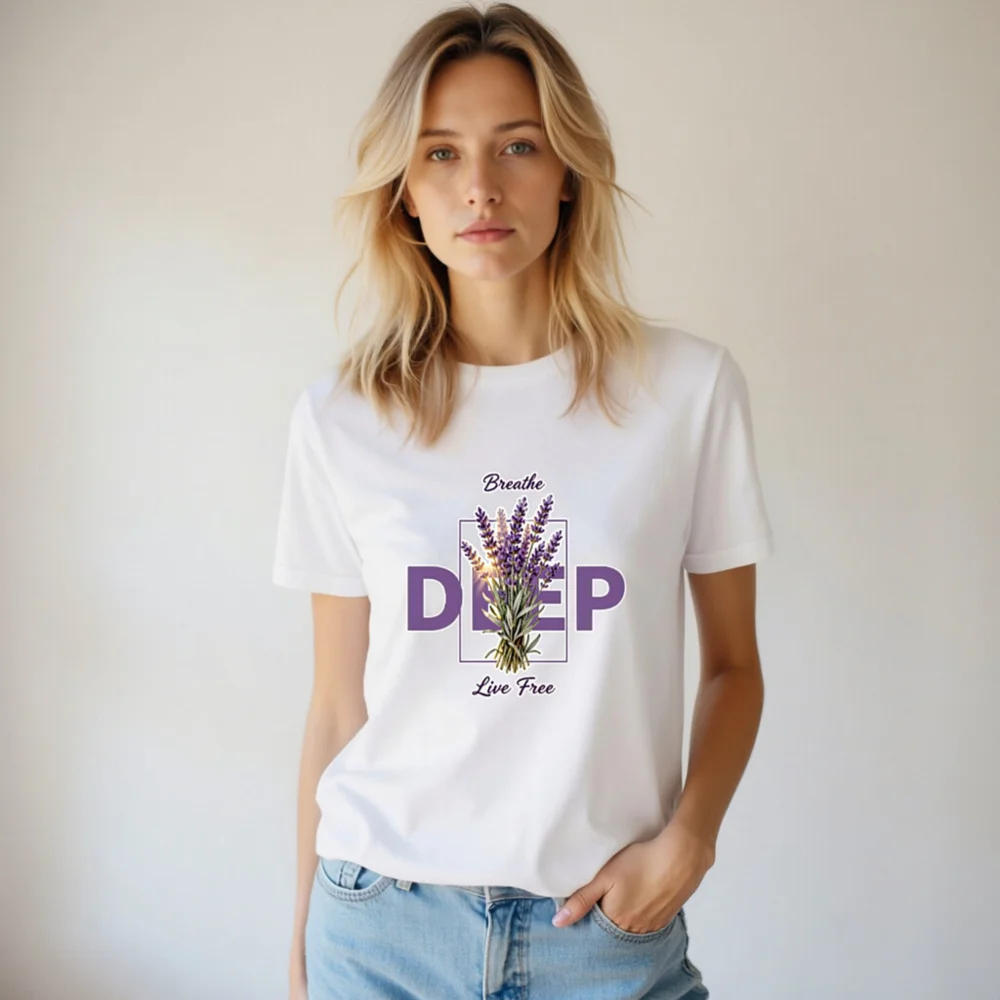 Deep Breathe Lavender Unisex Staple T-Shirt - Soft Cotton - Image 7