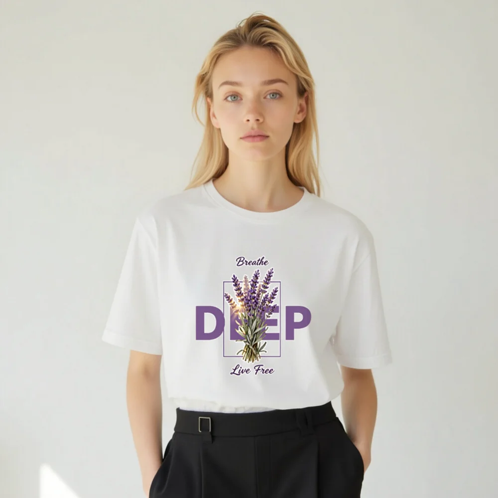 Deep Breathe Lavender Unisex Staple T-Shirt - Soft Cotton - Image 8