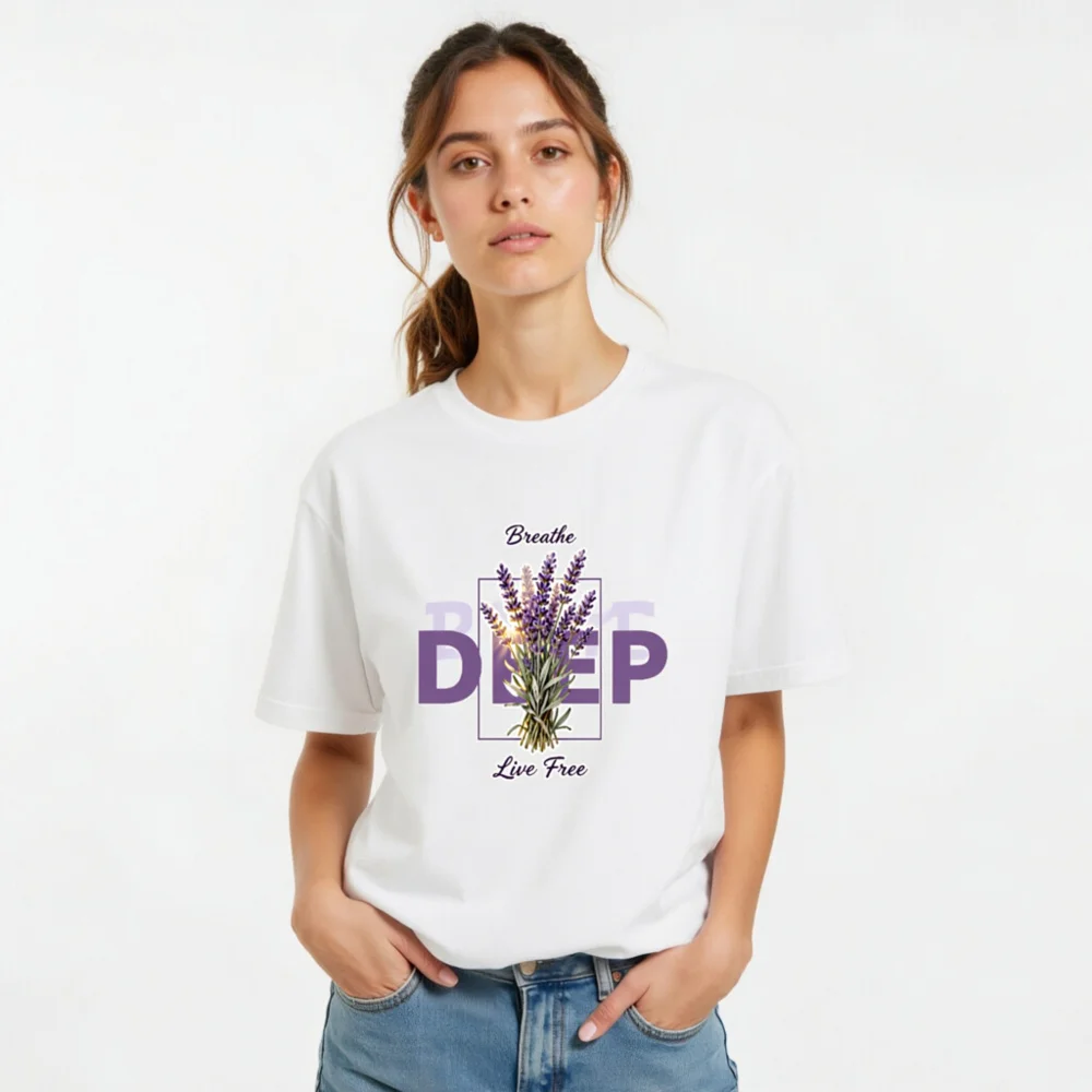 Deep Breathe Lavender Unisex Staple T-Shirt - Soft Cotton - Image 10