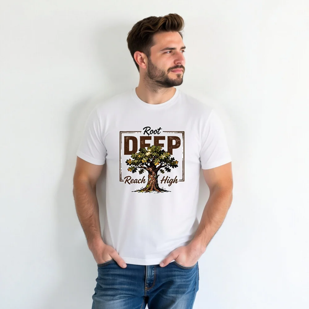 Root Deep Reach High Unisex T-Shirt – Classic Fit Graphic Tee - Image 4
