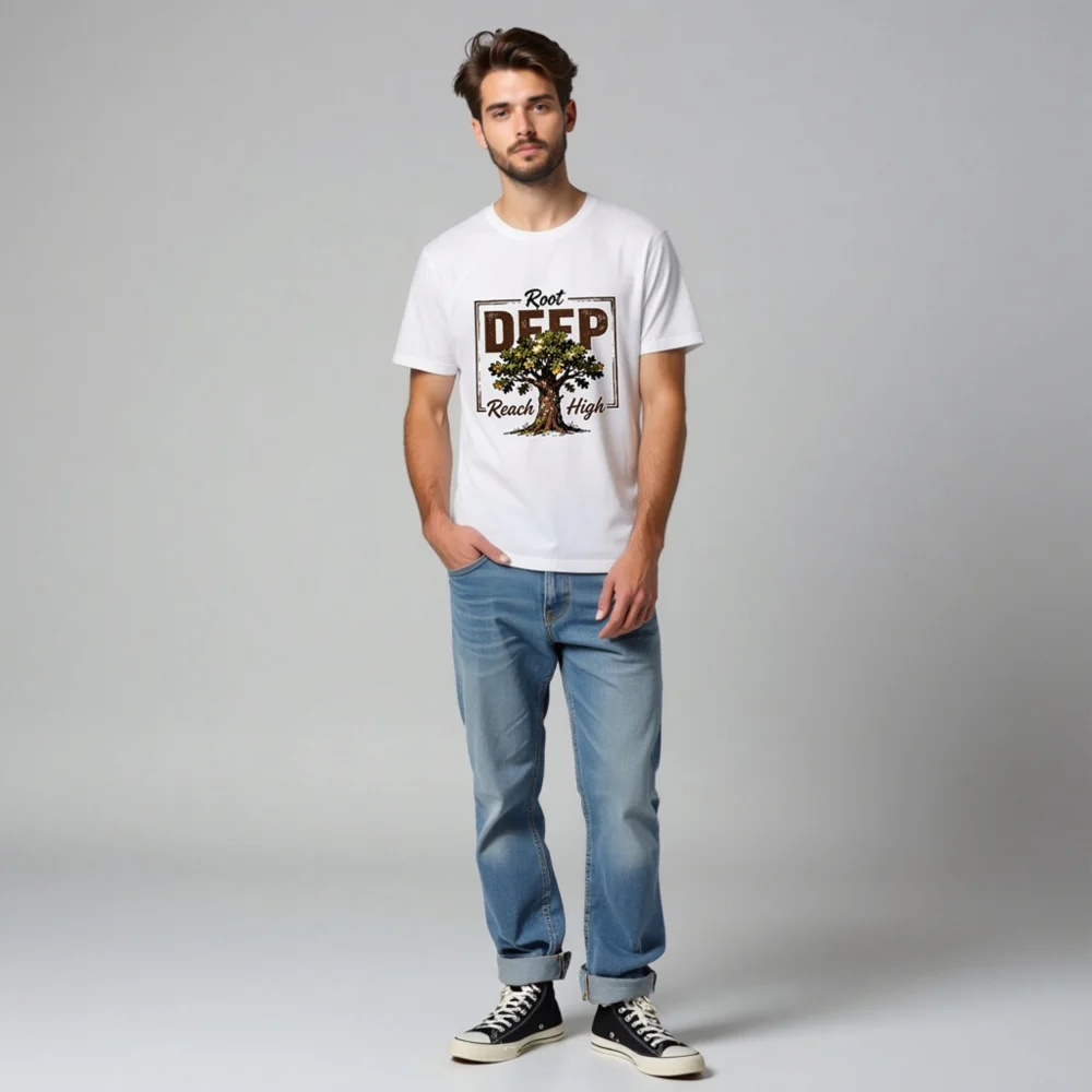 Root Deep Reach High Unisex T-Shirt – Classic Fit Graphic Tee - Image 5