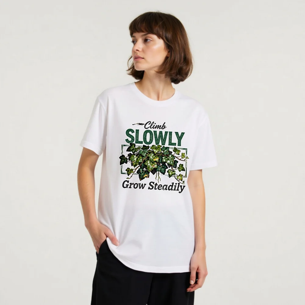 Climb Slowly Grow Steadily T-Shirt – Unisex Cotton Graphic Tee - Image 9