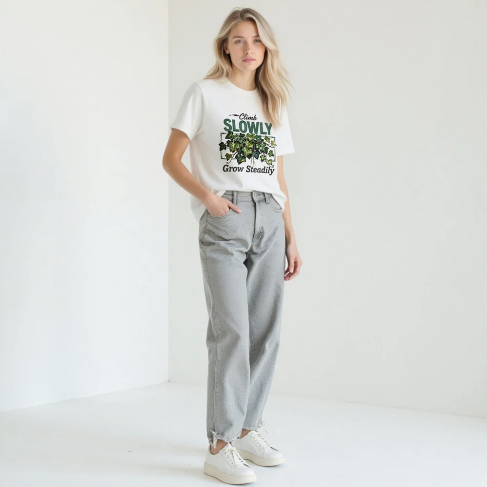 Climb Slowly Grow Steadily T-Shirt – Unisex Cotton Graphic Tee - Image 11