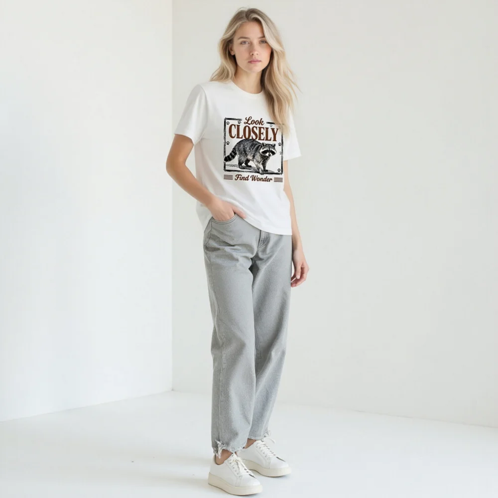 Raccoon 'Look Closely Find Wonder' Unisex T-Shirt - Image 11