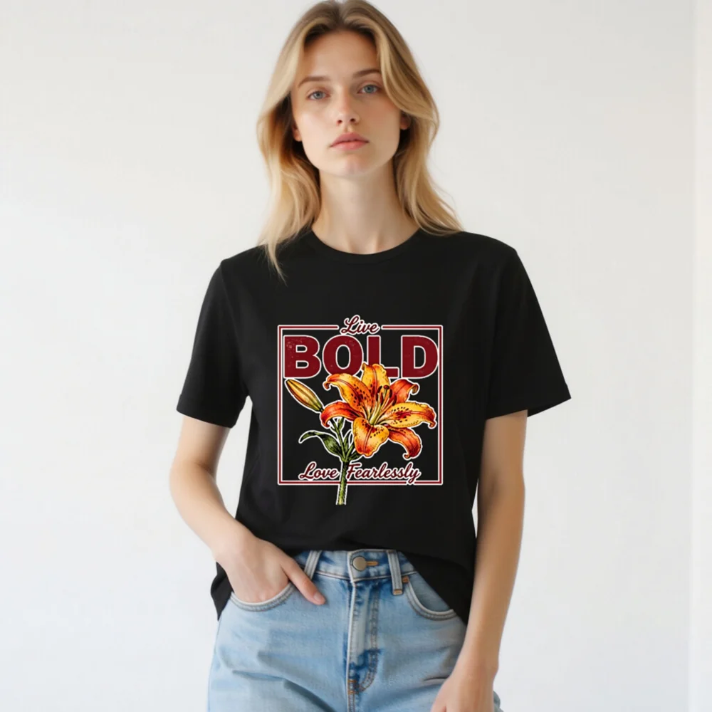 Bold Lily Graphic T-Shirt – Unisex Cotton Tee for Women & Men - Image 2