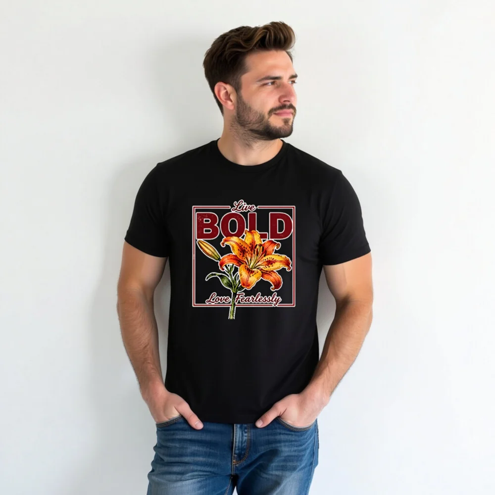 Bold Lily Graphic T-Shirt – Unisex Cotton Tee for Women & Men - Image 3