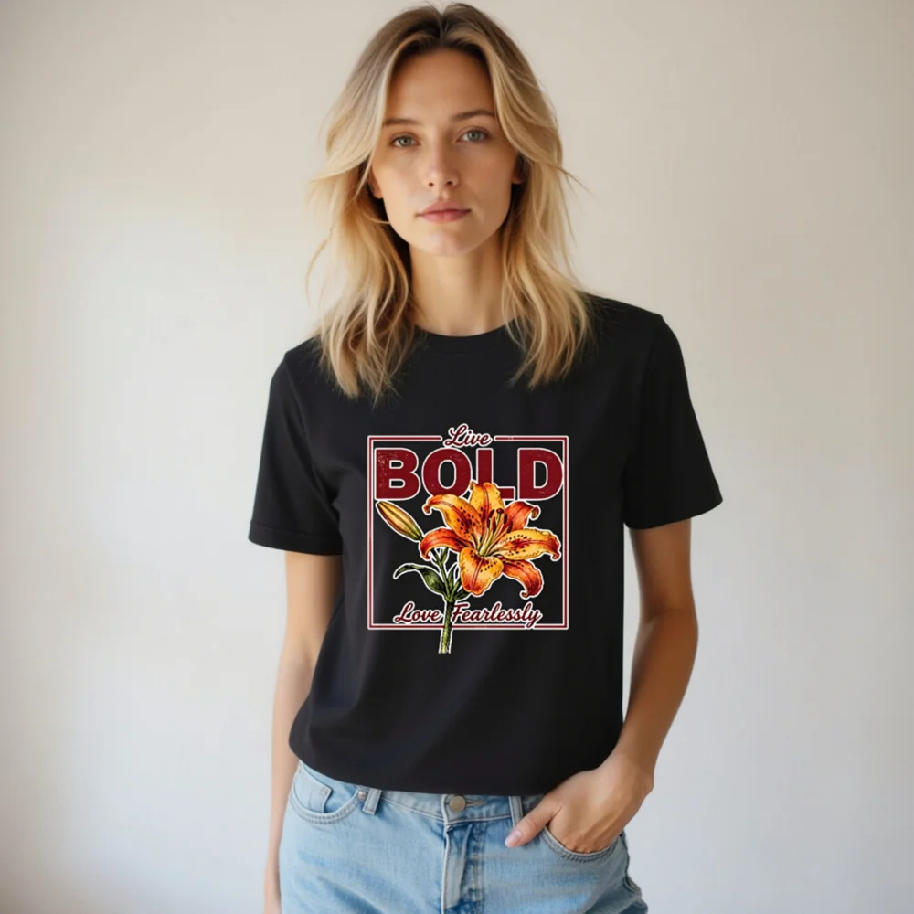 Bold Lily Graphic T-Shirt – Unisex Cotton Tee for Women & Men - Image 5