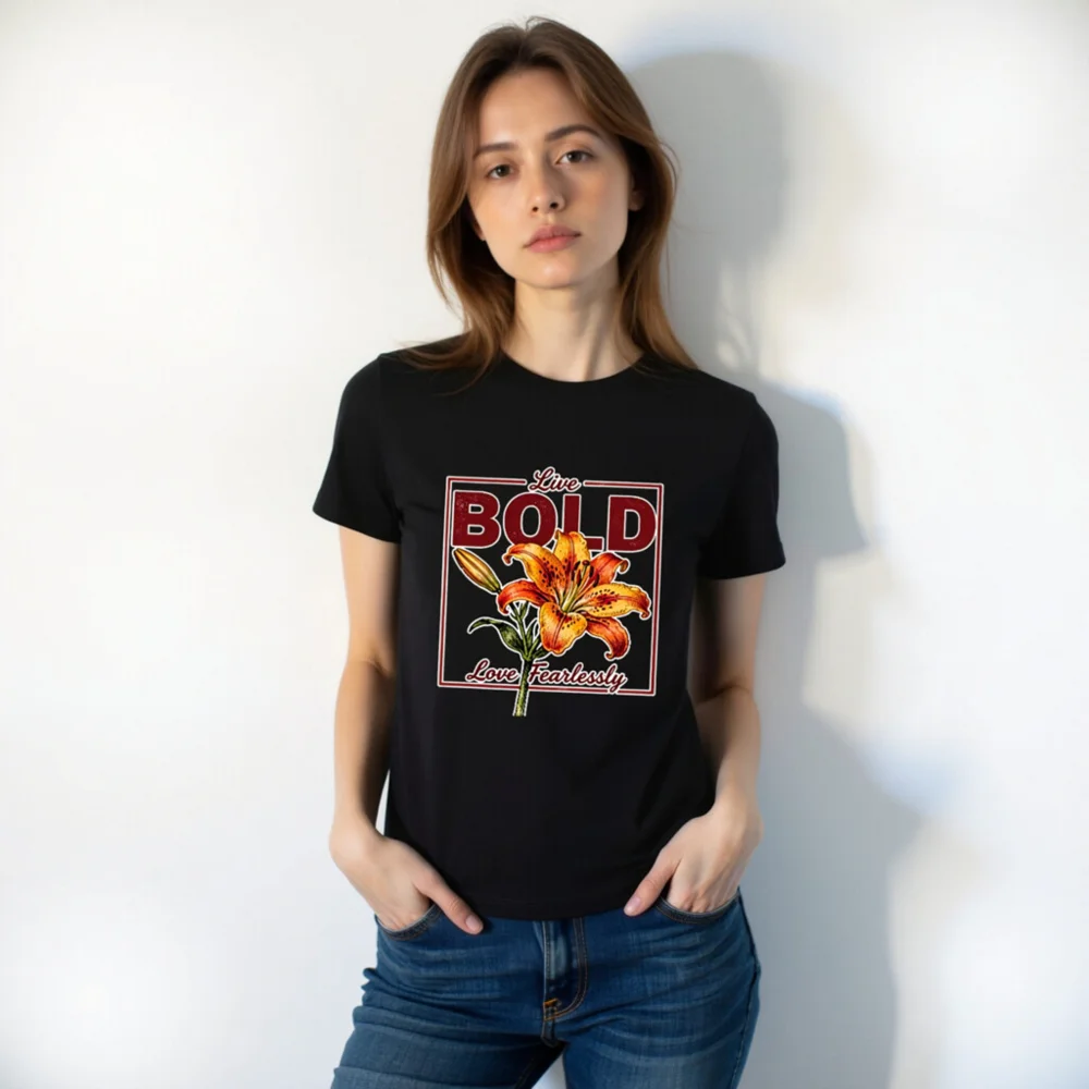 Bold Lily Graphic T-Shirt – Unisex Cotton Tee for Women & Men - Image 6