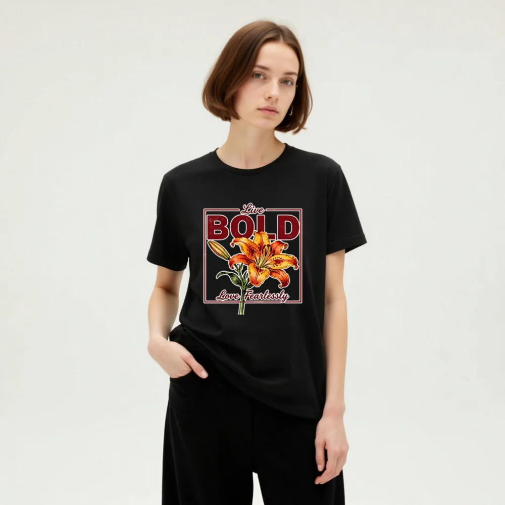 Bold Lily Graphic T-Shirt – Unisex Cotton Tee for Women & Men - Image 7