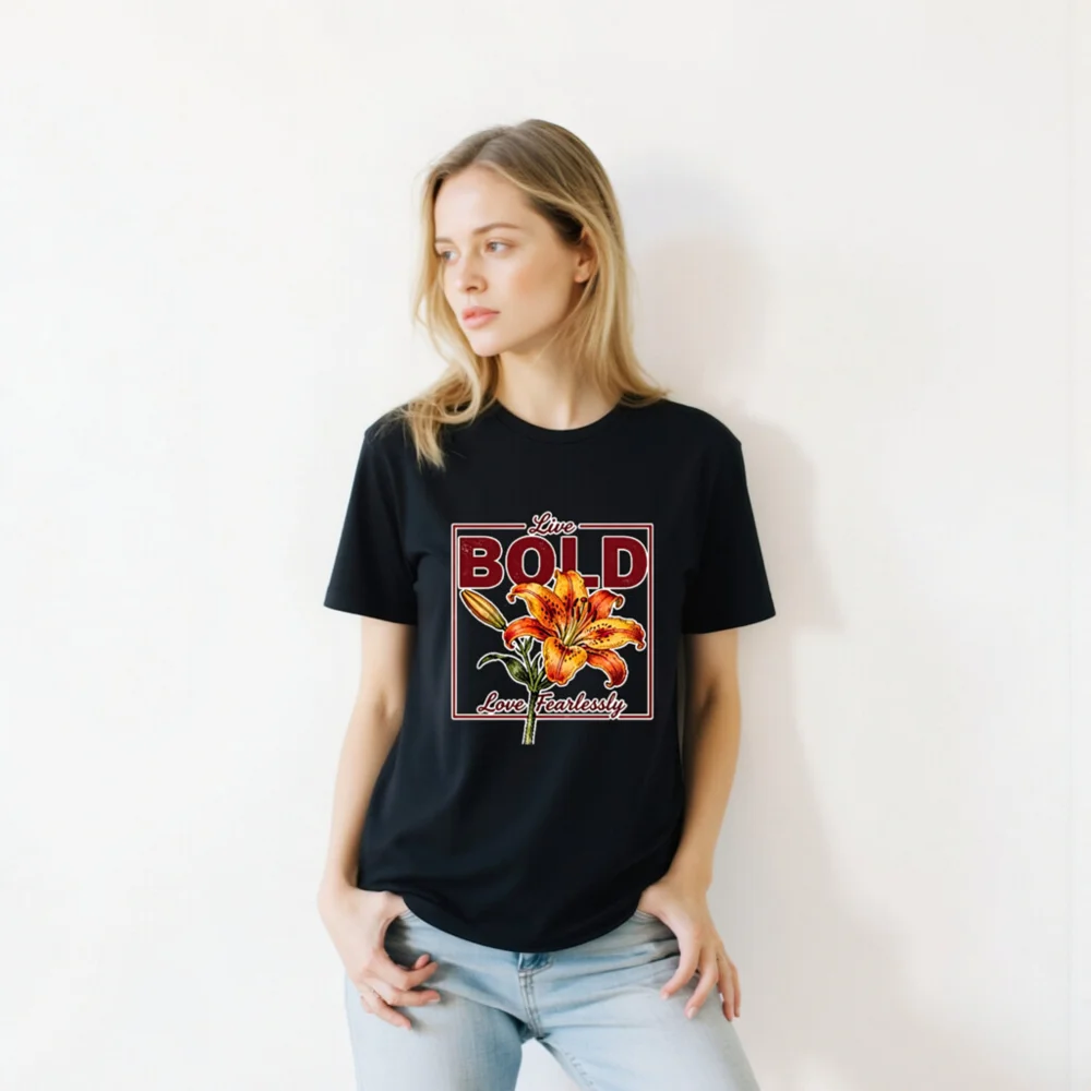 Bold Lily Graphic T-Shirt – Unisex Cotton Tee for Women & Men - Image 9