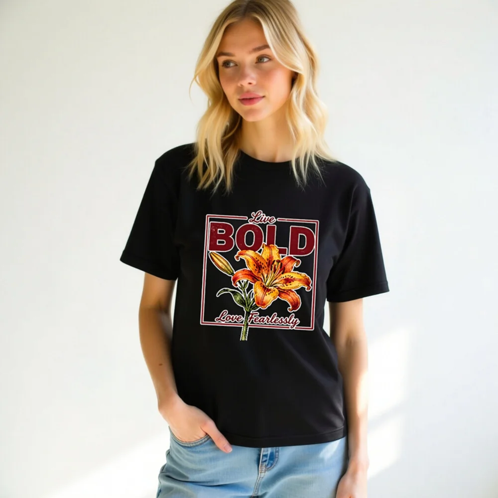 Bold Lily Graphic T-Shirt – Unisex Cotton Tee for Women & Men - Image 10