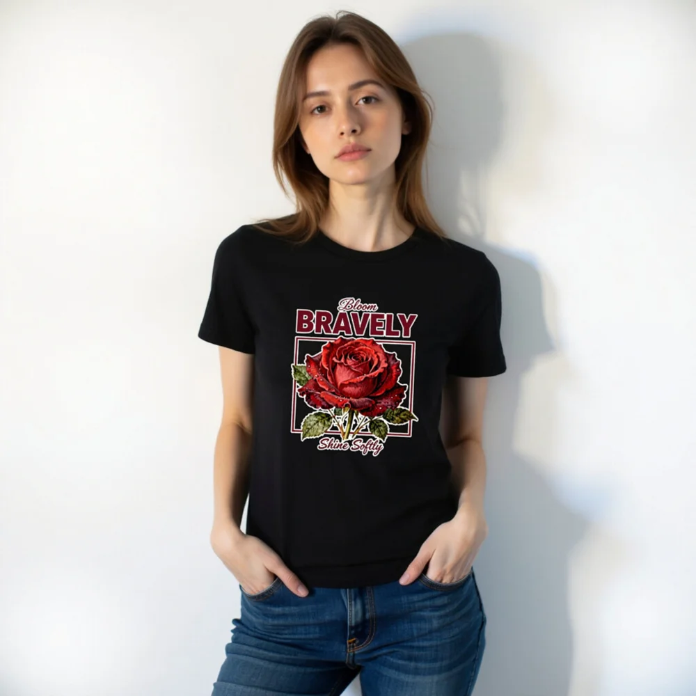 Bloom Bravely Rose Graphic T-Shirt – Unisex Soft Cotton Tee - Image 6