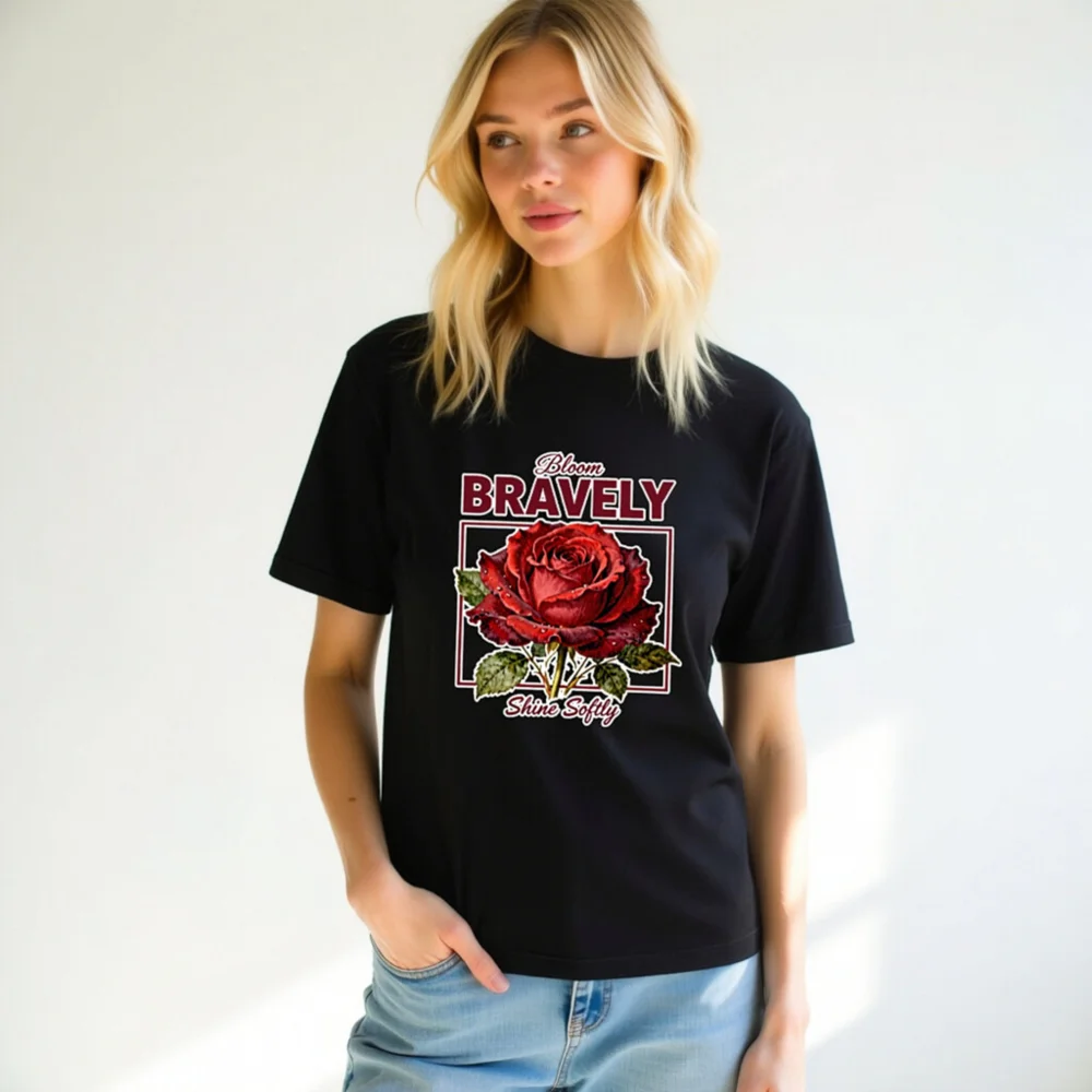 Bloom Bravely Rose Graphic T-Shirt – Unisex Soft Cotton Tee - Image 10