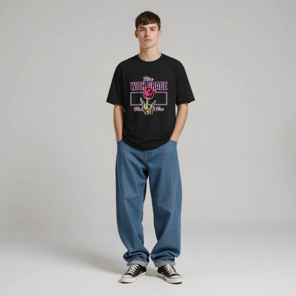 Rise With Grace T-Shirt – Unisex Graphic Tee with Tulip Design - Image 4