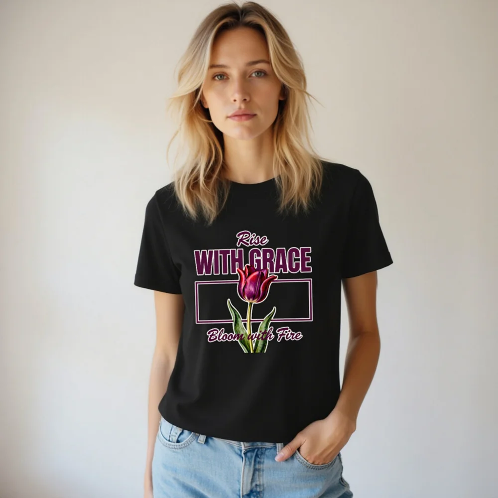 Rise With Grace T-Shirt – Unisex Graphic Tee with Tulip Design - Image 5