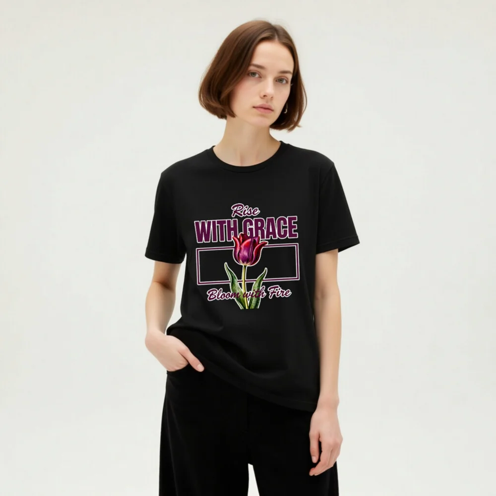 Rise With Grace T-Shirt – Unisex Graphic Tee with Tulip Design - Image 7