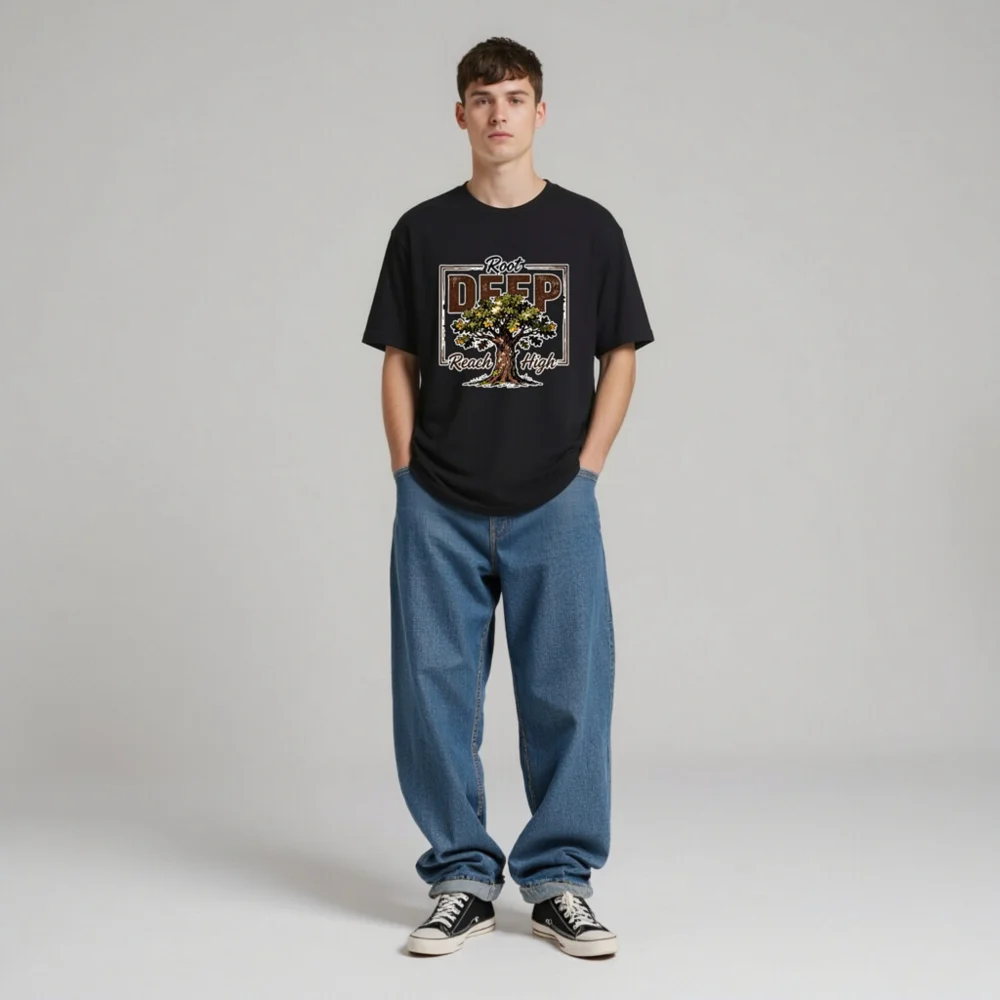Root Deep Reach High Unisex T-Shirt – Vintage Tree Graphic Tee - Image 4