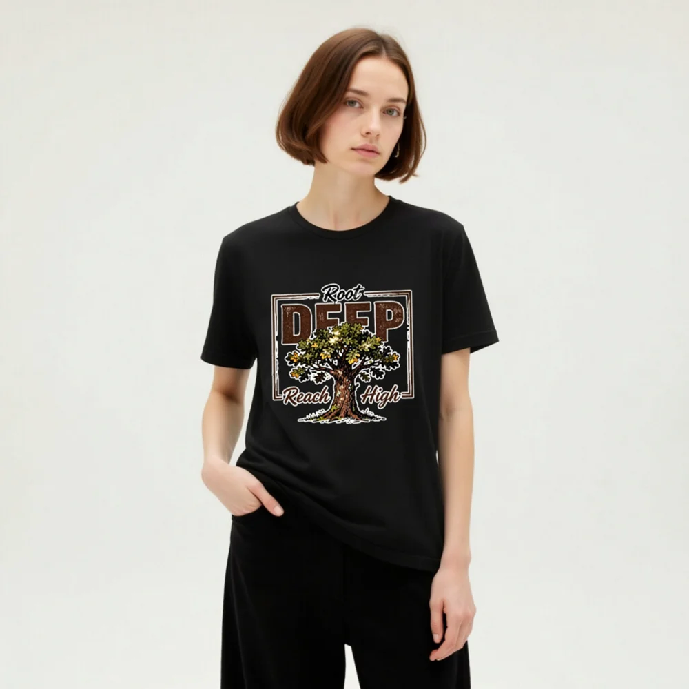 Root Deep Reach High Unisex T-Shirt – Vintage Tree Graphic Tee - Image 7