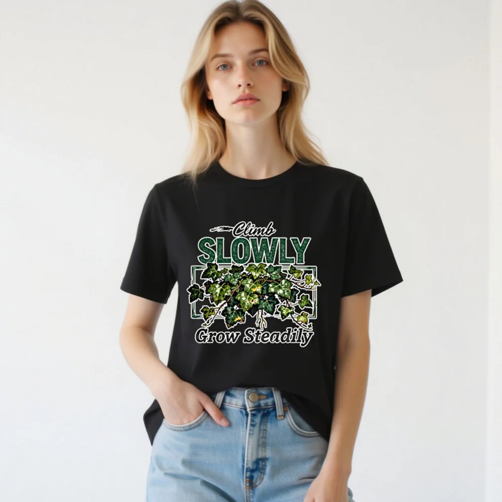 Unisex Staple T-Shirt - Climb Slowly, Grow Steadily Ivy Design - Image 2